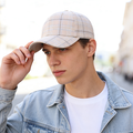 Light Beige Checkered Cap