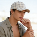 Beige Plaid Baseball Cap