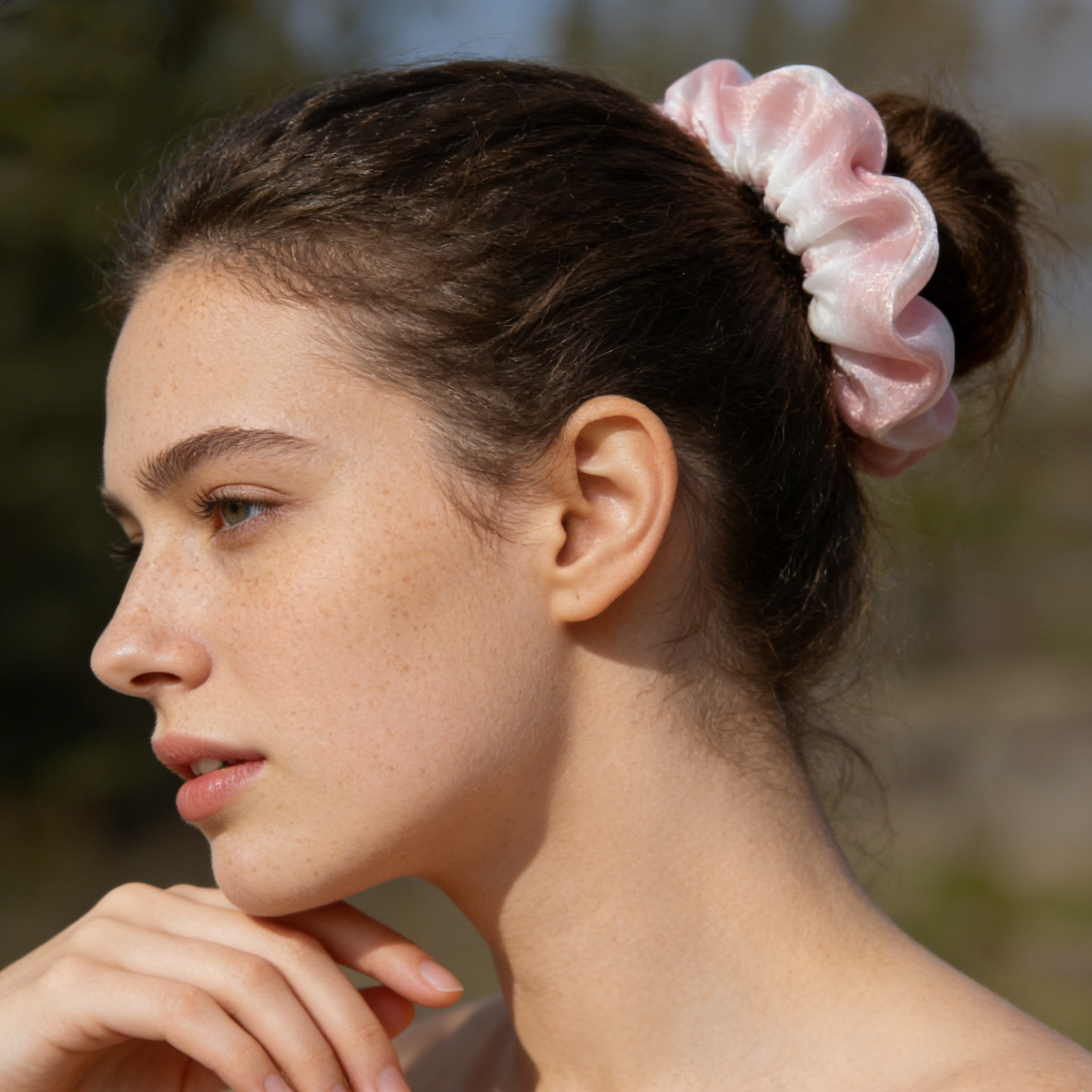 Blush Pink Sheer Organza Scrunchie