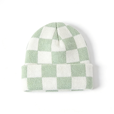 Green & White Checkerboard Beanie