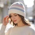 Pastel Stripe Cuffed Beanie