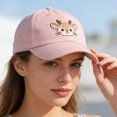 Cute Fawn Embroidery Cap
