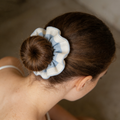 Blue & White Striped Linen Scrunchie