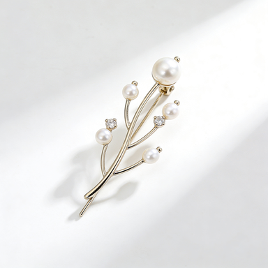 Branching Pearl & Crystal Brooch
