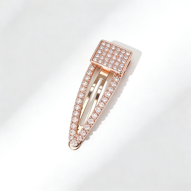 Sleek Square Crystal Hair Clip in Rose Gold