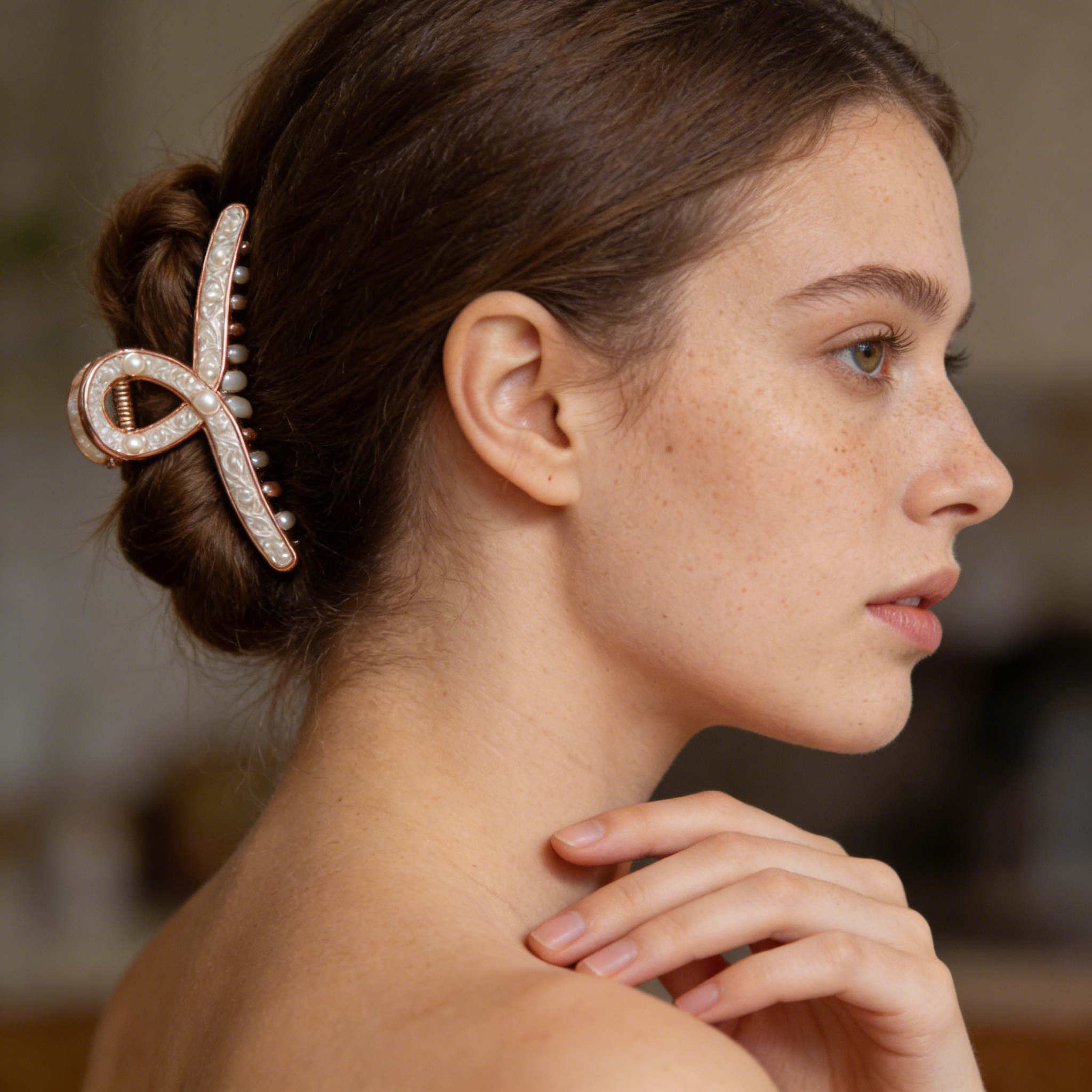 Vintage-Inspired Pearl & Enamel Hair Claw