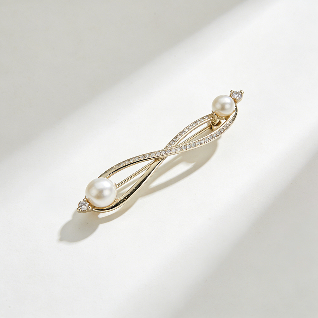 Infinity Pearl & Crystal Brooch