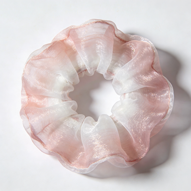 Blush Pink Sheer Organza Scrunchie