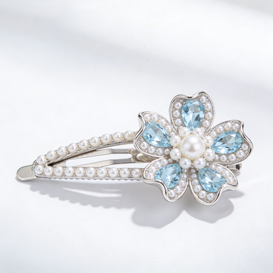 Enchanting Blue Crystal Flower Hair Clip