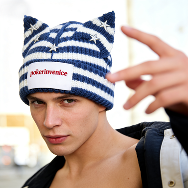 Cat Ear Star Stripe Beanie