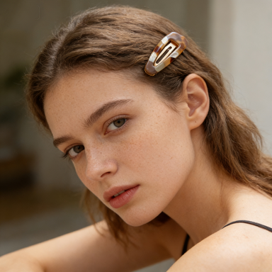 Chic Tortoiseshell Hair Clip with Shell Inlay
