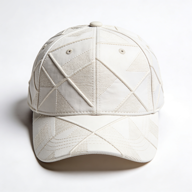 Geometric Quilted White Cap