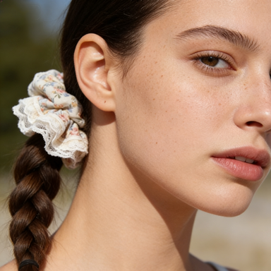 Vintage Floral Lace Scrunchie